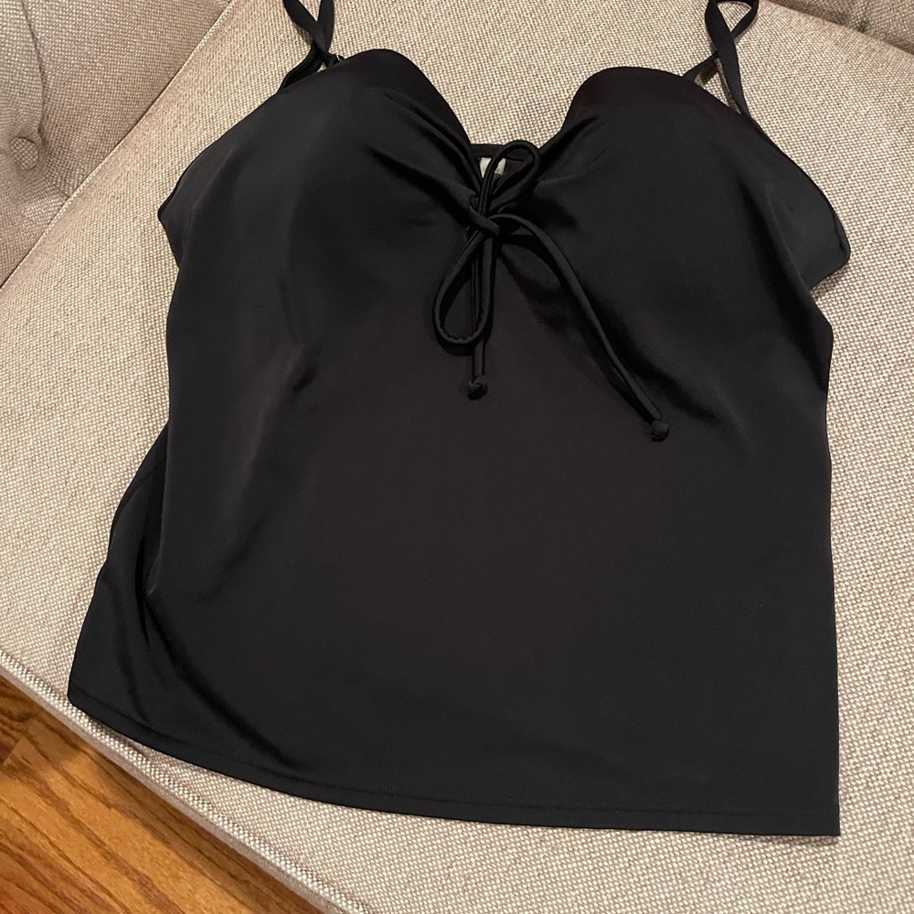 Victoria's Secret Black Tie Front Backless Swim Top.. 34DD